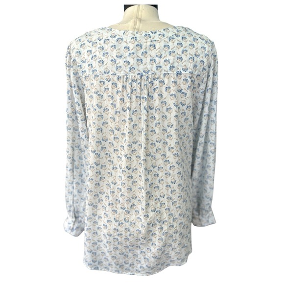 Kori America Peasant Popover V Neck Long Sleeve Shirt Small Cottagecore Coquette - Picture 2 of 8